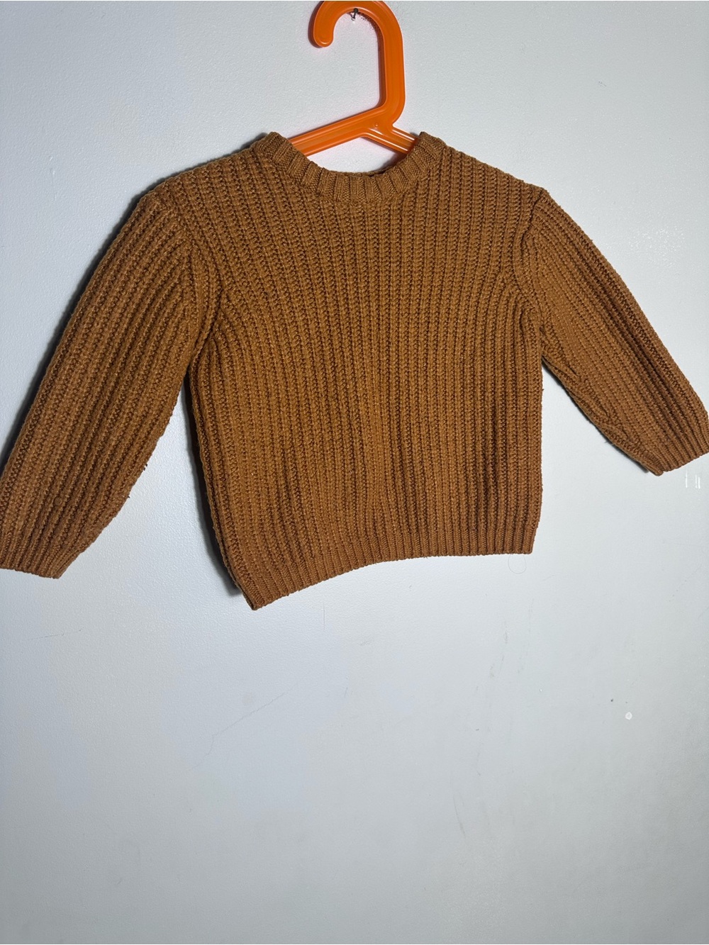 Zara Ribbed Crewneck Sweater - Camel Brown